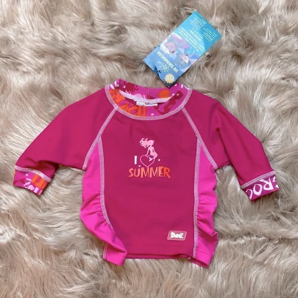 Bonz Girls Baby Rash-guard Ruffled Little Mermaid Swim Top